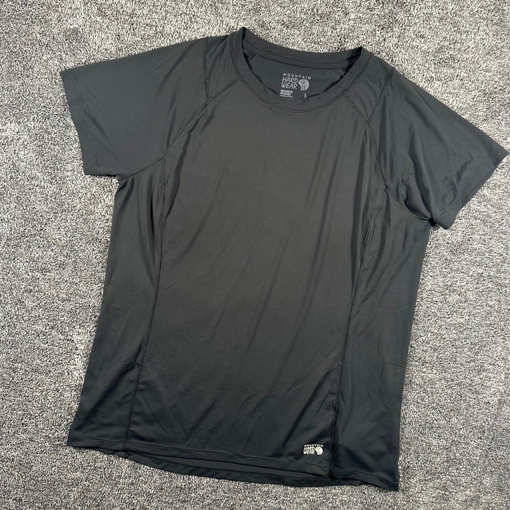 Mountain Hardwear Shirt Womens Large Black Short Sleeve Active Hiking OL4297